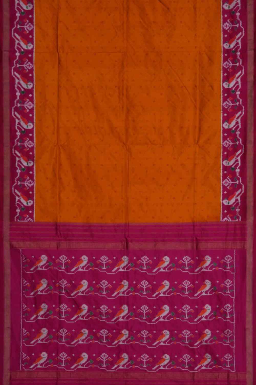 Image of Pochampally Ikat Silk Mustard Saree
